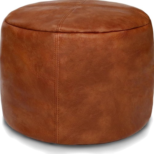 Elegant faux leather pouf - faux,