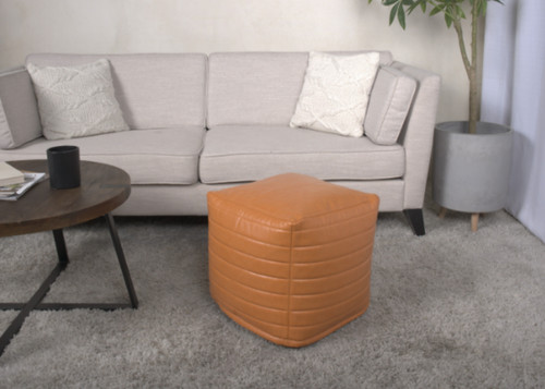 Caramel faux leather square - faux,