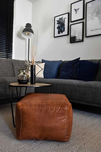 Pouf ottoman leather - ottoman, moroccan